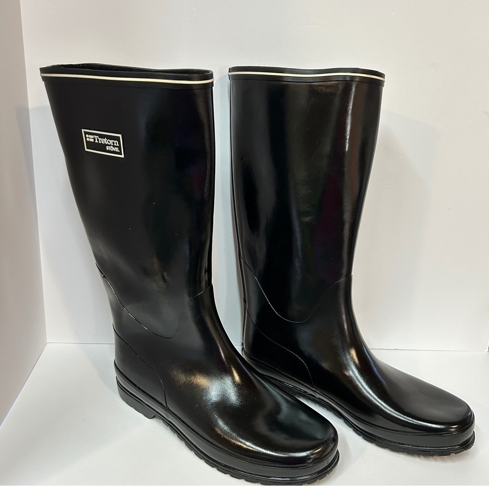 Tretorn Stövel Black Rubber Tall Rain Boots EU 41 - US 10 Waterproof Lug Sole
